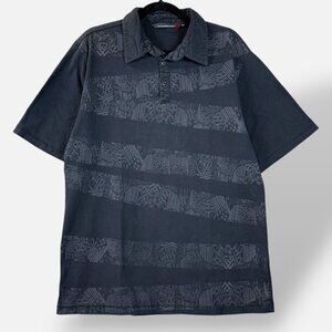 Vintage THC Connection Polo Shirt Mens Sz XL Black SS Graphic Stripes Y2K